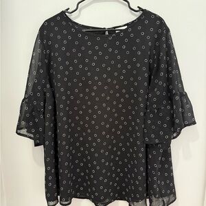 Ava & Viv Black and White Polka Dot Blouse